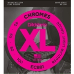ECB81 D'addario Flat Wound Bass Chromes 45-100 Long