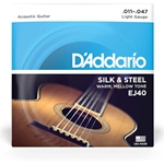 D'addario  D'Addario EJ40 Silk & Steel Acoustic Guitar Strings - .011-.047 Light