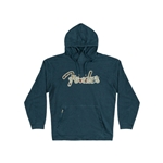 9190117501 Fender Frayed Logo Hoodie, Navy, L
